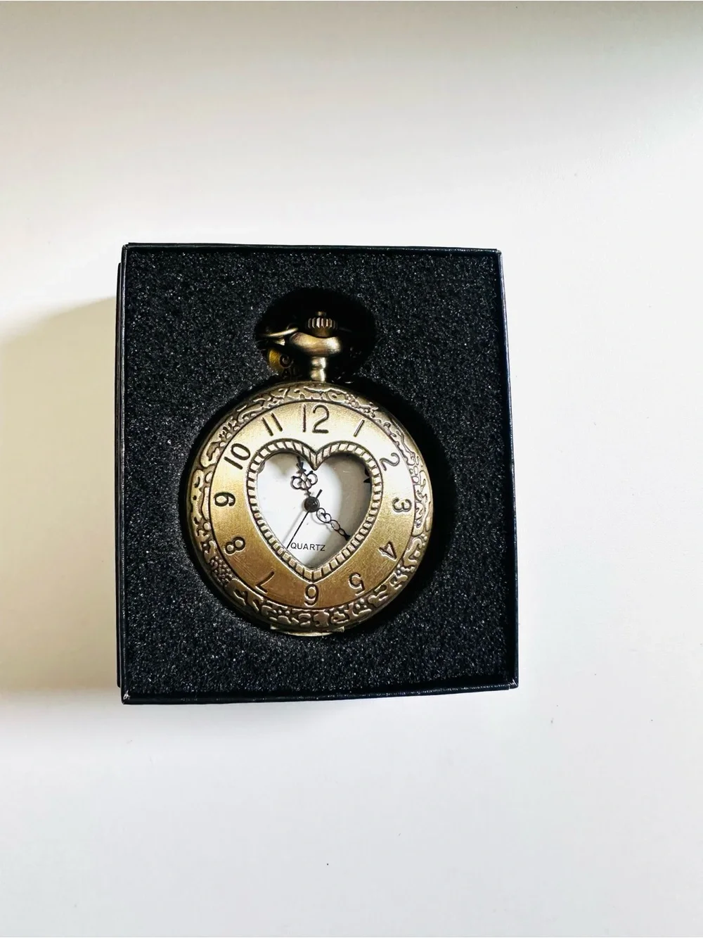 💛 HEART POCKET WATCH 💛 Antique Bronze-Tone Quartz • Ornate Vintage-Inspired Neck